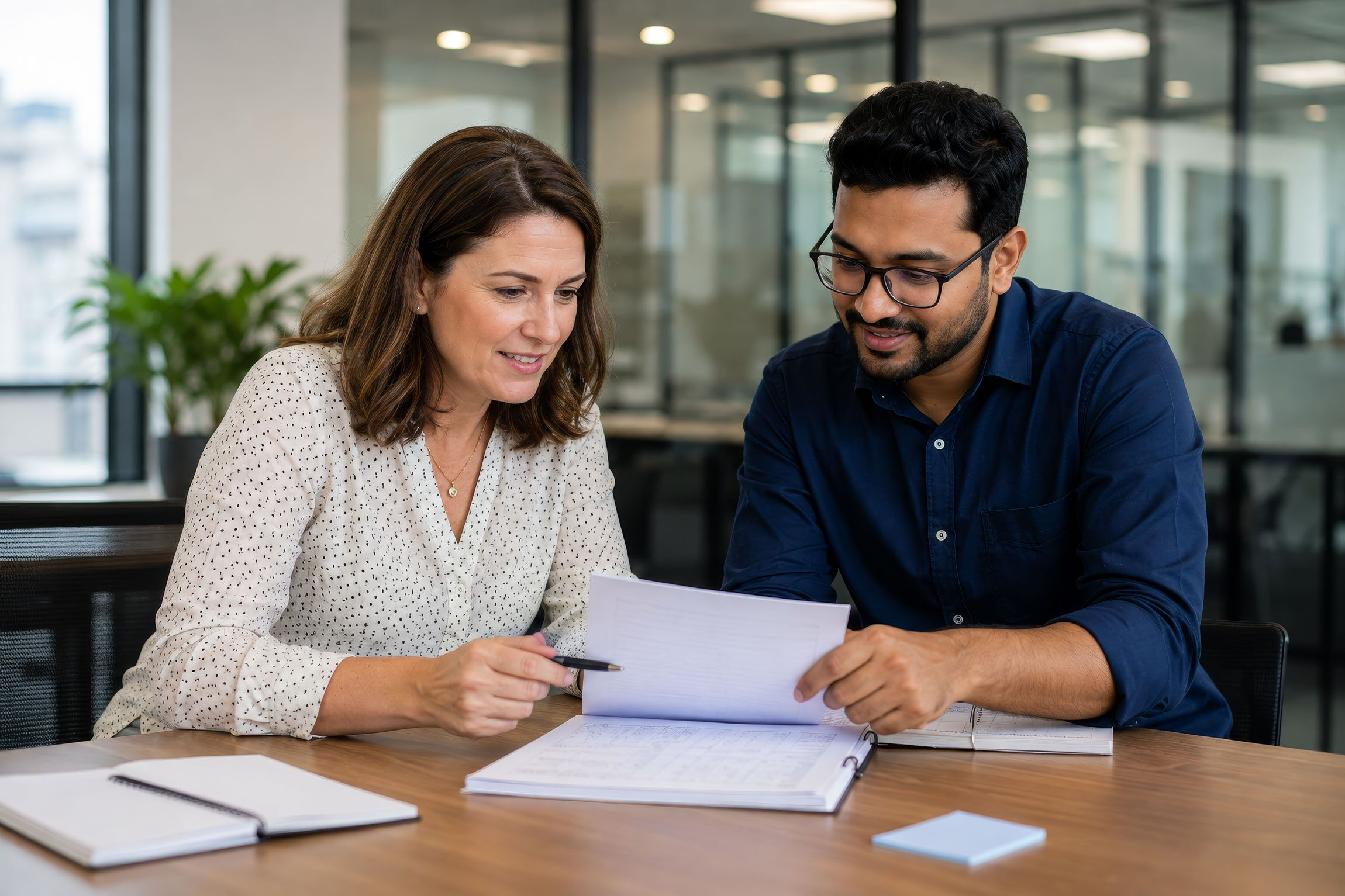 Two colleagues working together at a laptop